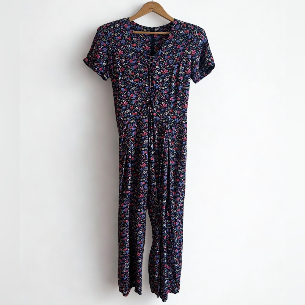 90s Vintage Braemar Petites Floral Jumpsuit, Size Medium - Picture 4 of 9